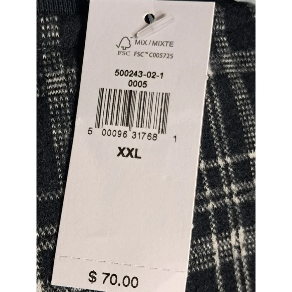 NWT Banana Republic Mens Black White Check pullover Sweater Size 2XL